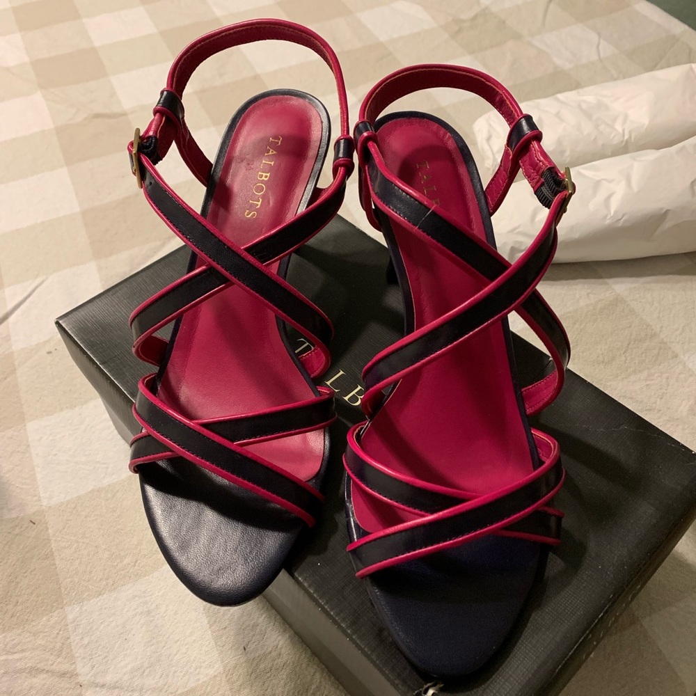 Talbot's Indigo Blue and Fuschia sandals, never worn.
